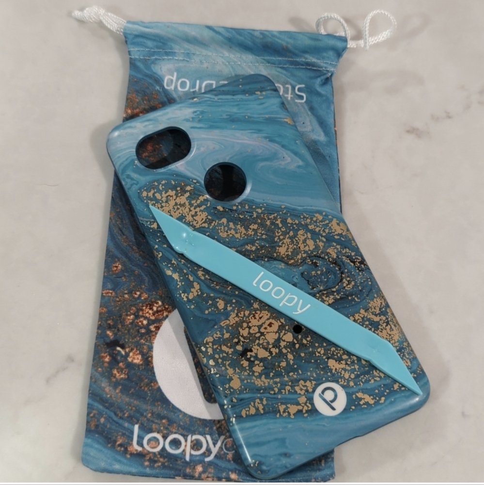 Loopy cases Google pixel 3 XL phone case blue gold metallic marble